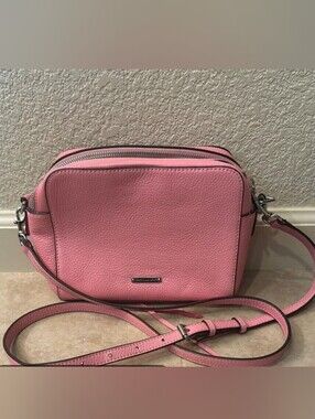 Rebecca Minkoff-Pink Double Zip Crossbody Bag  - Pebbled Leather